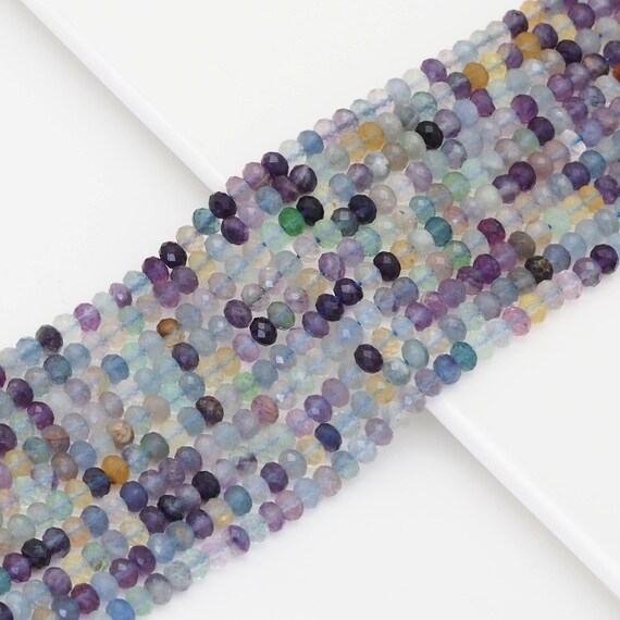 The 4x6mm Genuine Fluorite Faceted Rondelle Beads, Sku#U1669