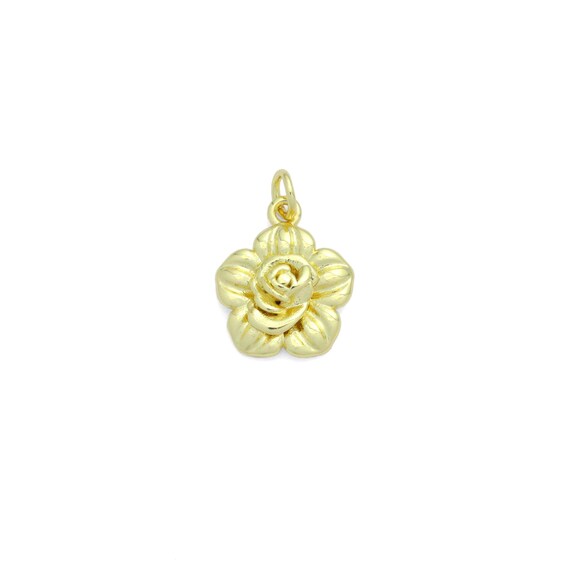 Gold 3D Flower Charm Pendant, Sku#Lk1187