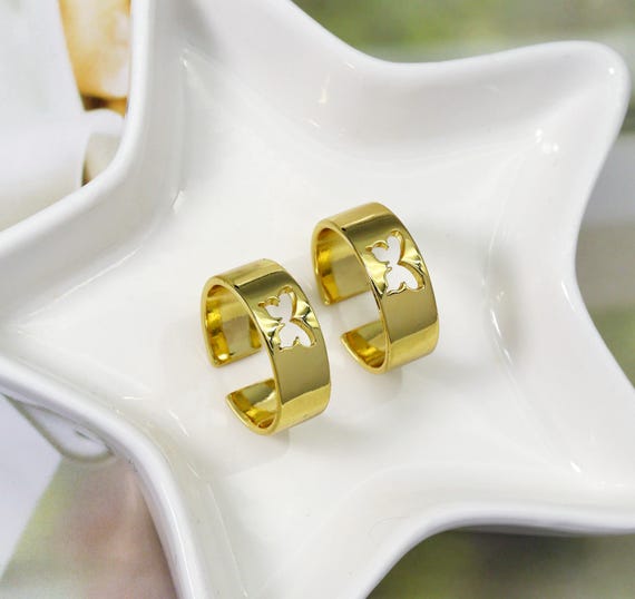 Gold Hollow Out Butterfly Band Ring, Sku#Jl134