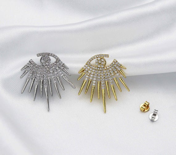 Cz Evil Eye Latch Back Closure Earrings, Sku#J357