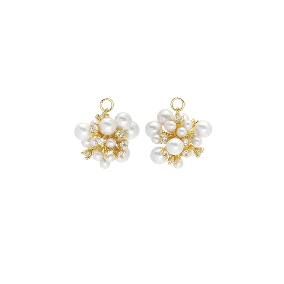 Gold Cz White Pearl Cluster Charm, Sku#Y809