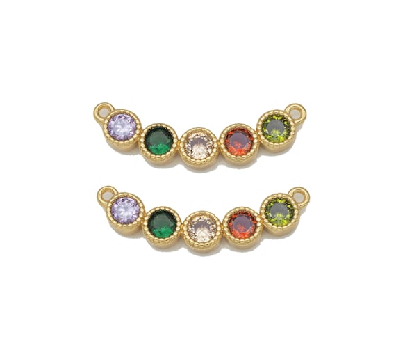 Gold Colorful Round Cz String Charm, Sku#Y727