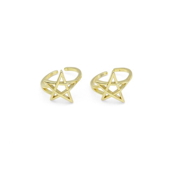 Gold David Star Adjustable Ring, Sku#Lk872