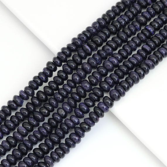 The 5x8mm Rondelle Smooth Blue Goldstone Beads, Sku#U1966