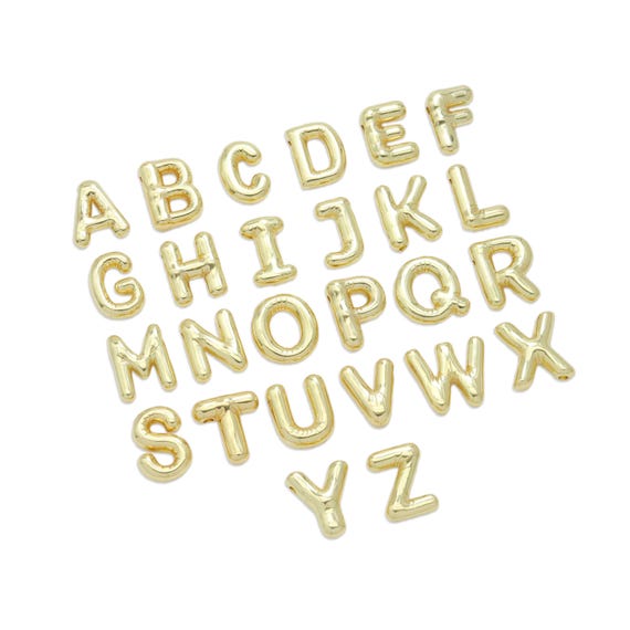 Gold Silver Bubble Ballon Initial Letter Charm, Sku#Lx563