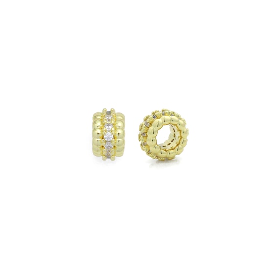 Clear Cz Large Hole Wheel Spacer Beads, Sku#Lk1170