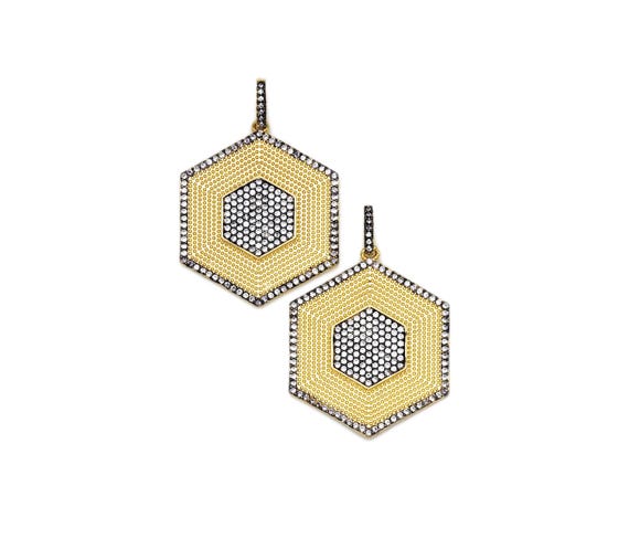 Cz Micro Pave Hexagon Shape Pendant, 18K Gold Filled Cubic Zirconia Hexagon Charm, Necklace Bracelet Charm Pendant,27X33Mm, Sku#L620