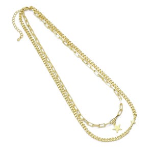 May include: Gold layered chain necklace with a star charm pendant.