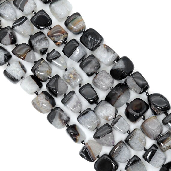 17-20mm Irregular Chunk White Black Druzy Agate, Sku#YK30