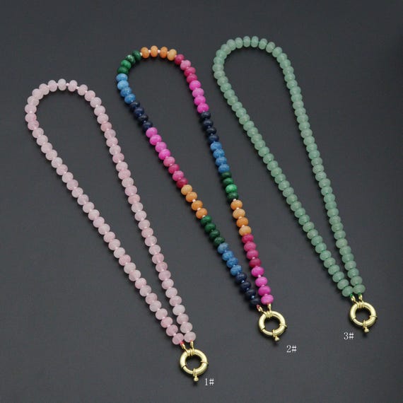 Pink Rainbow adventure green Gemstone necklace, sku#EF810