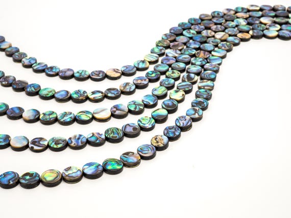 The Natural Abalone Flat Coin Shell Beads, Wholesale Gemstone Beads, Round Smooth Coin Abalone Beads, 16Inch Strand,Sku#R2