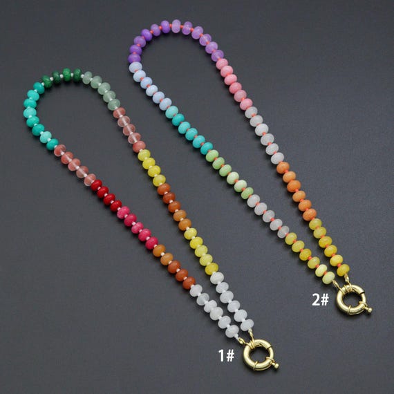 Rainbow Color Roundelle Gemstone necklace, sku#EF811