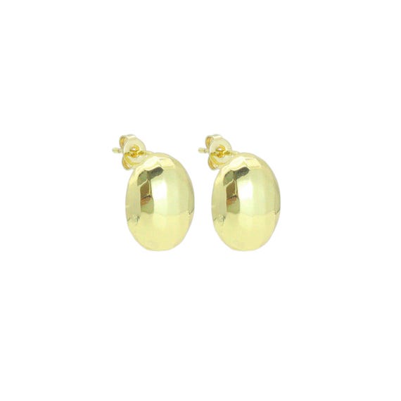 Gold Oval Dome Stud Earrings, Sku#Lk1137