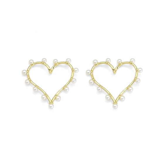 Pearl Heart Connector Pendant Charm, Sku#Lk884