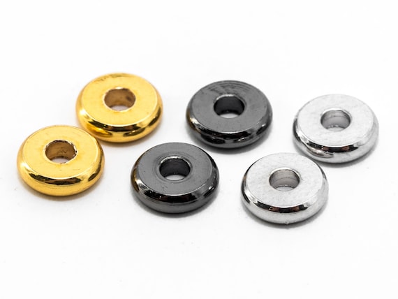 20pcs Rondelle Donuts Space Bead, 6mm/8mm/10mm Brass based, 24K Gold Silver Gunmetal Plated, Smooth finish,High quality,  SKU#C53