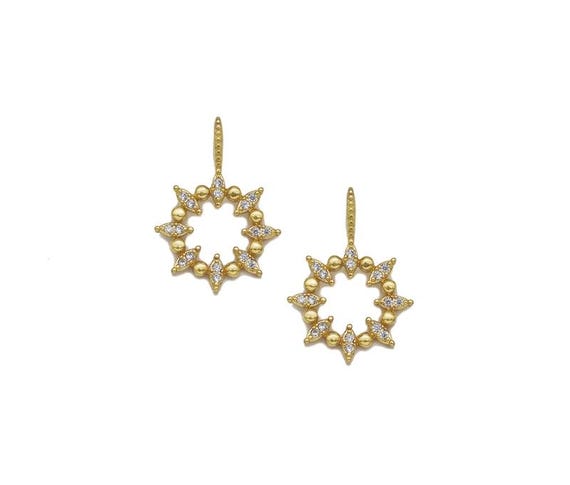 Cz Gold Spike Round Ring Charm, Sku#Lk765