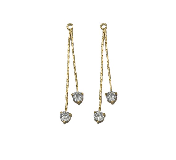 Gold Dangle Round Cz Charm, Sku#Zx83