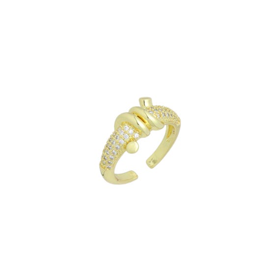 Twisted Rope Cz Adjustable Ring, Sku#Lk1131
