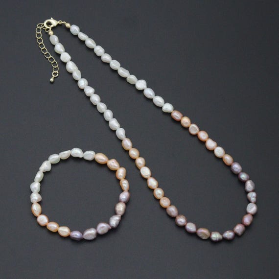 Multicolor Freshwater Pearl necklace Bracelet, Sku#EF805