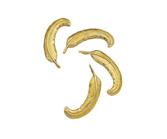 The 18k Dainty Gold Feather Shape Pendant, Earring Component,Necklace Bracelet Charm Pendant,12x31mm,Sku#Z1303