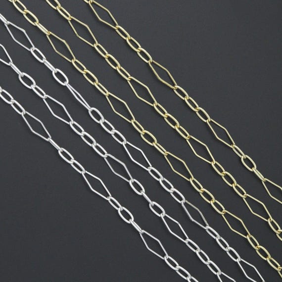 Wholesale Gold Silver Mixed Shape Stainless Chain By Yard, sku#LX907