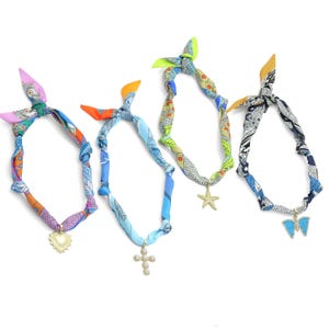Asssorted colors Narrow scarf for scarf necklace making, hair&bag scarves accessories, EF808s image 2
