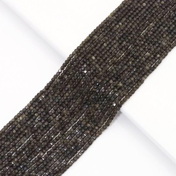 Genuine Golden Obsidian Faceted Cube Beads, 2.5mm, Sku#U1554