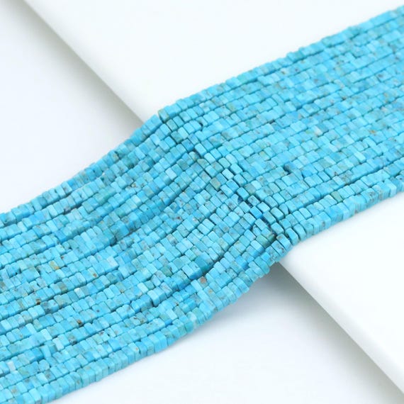 The 2x4mm Genuine Turquoise Smooth Cube Beads, Sku#U2078