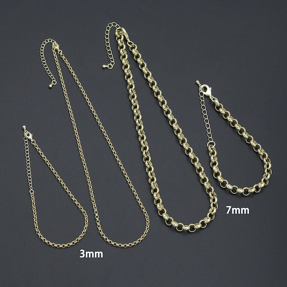 Rolo Link Chain Necklace Bracelet, Charm bar necklace bracelet, sku#EF793