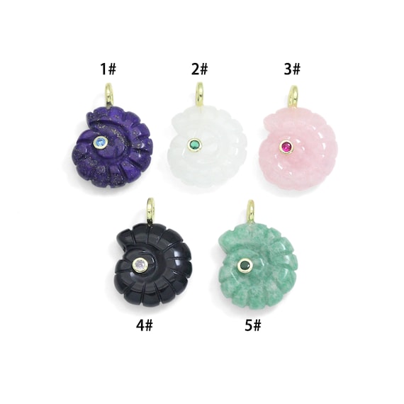 Natural Gemstone Snail Shape Pendant charm, Stone charm, Sku#LY34