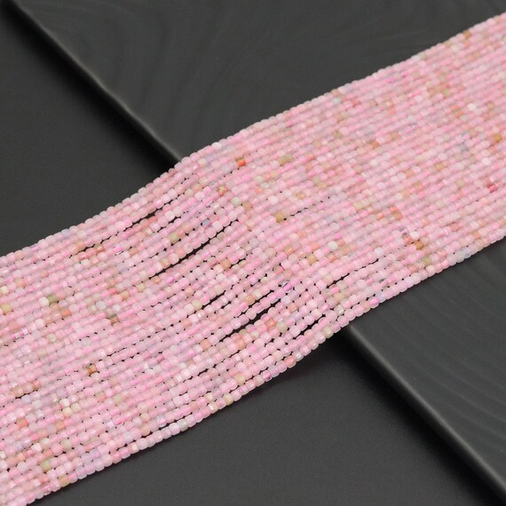 The 2.5mm Genuine Morganite Faceted Cube Beads, Sku#U1932