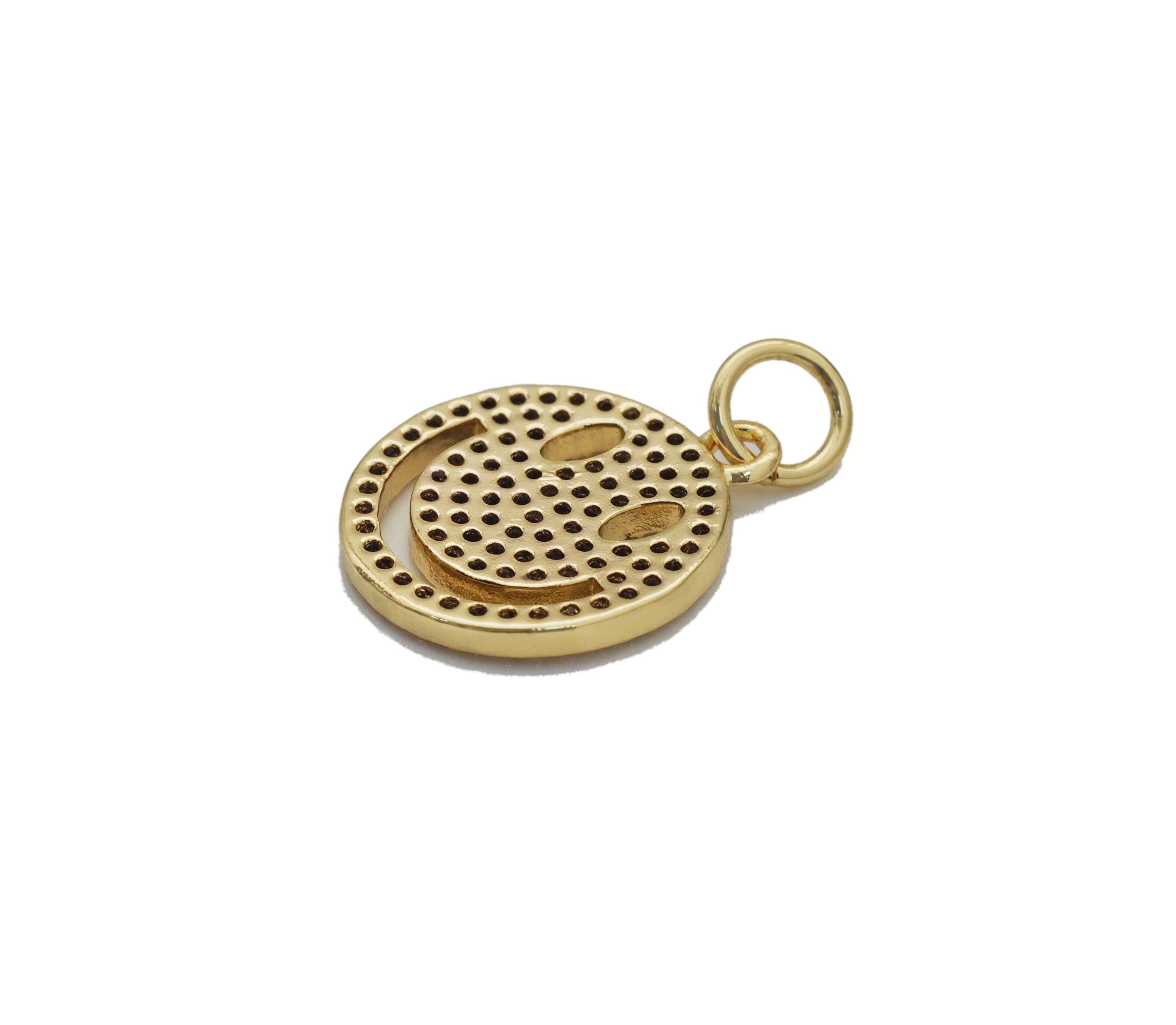 Cz Gold Smiley Face Charm, Sku#lx177 - Etsy