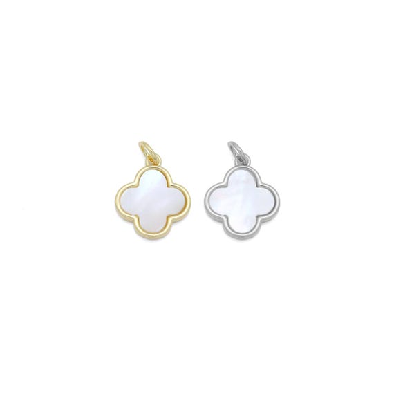 Abalone Mother of Pearl Gold flower Charm Pendant, Sku#Y991