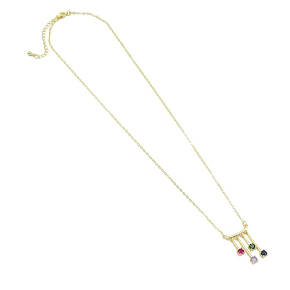 Dainty Colorful Cz Drop Connector Necklace, Sku#Ef483