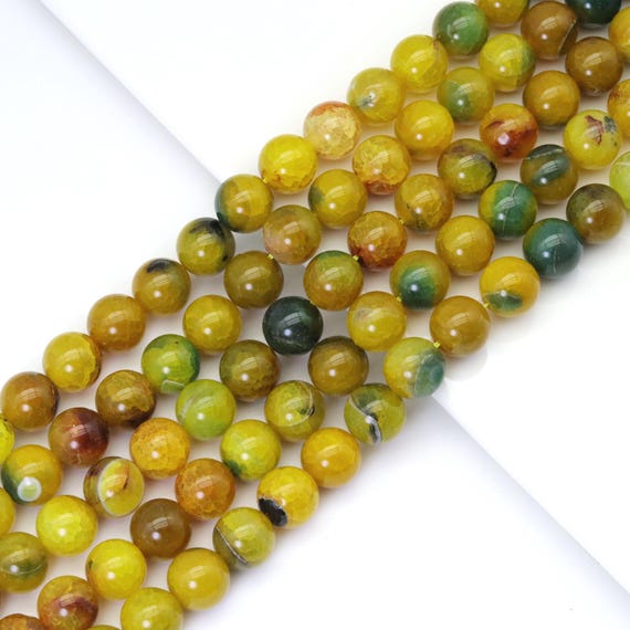 The 14mm Yellow Green Agate Round Smooth Beads, Sku#U1845