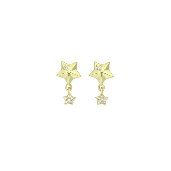 Puffy 3D Five Point Star Charm Pendant, Sku#Lk1181