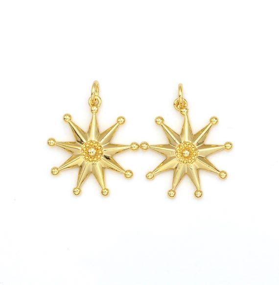 Sunflower Shape Pendant|Charm,18K Gold Filled Star Charm, Necklace Bracelet Charm Pendant, 21x19mm,Sku#F1408