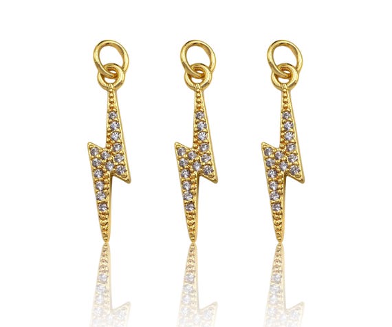 Cz Micro Pave Lightning Shape Pendant|Charm,Cubic Zirconia Charm,Necklace Bracelet Charm Pendant,4X20Mm,Sku#Ld22