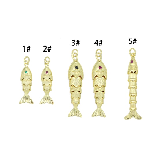 3D Vintage Style Movable Wiggling Fish charm, Sku#FH247