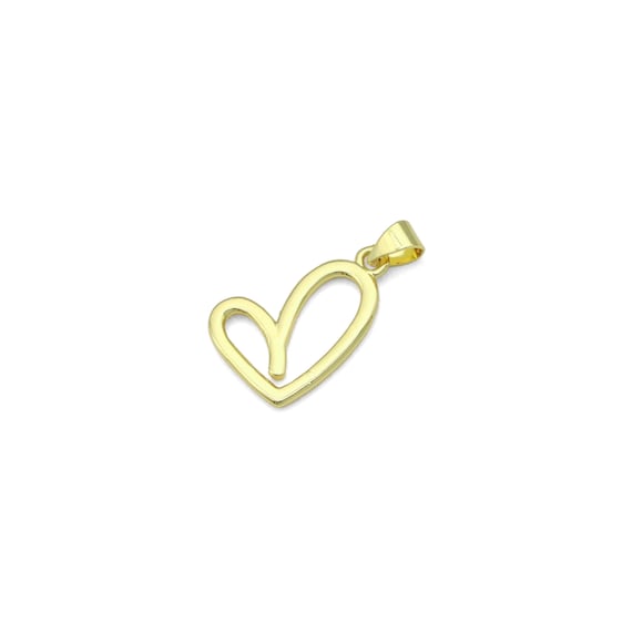 Gold Unbalanced Heart Shape Charm Pendant, Sku#Lk1114