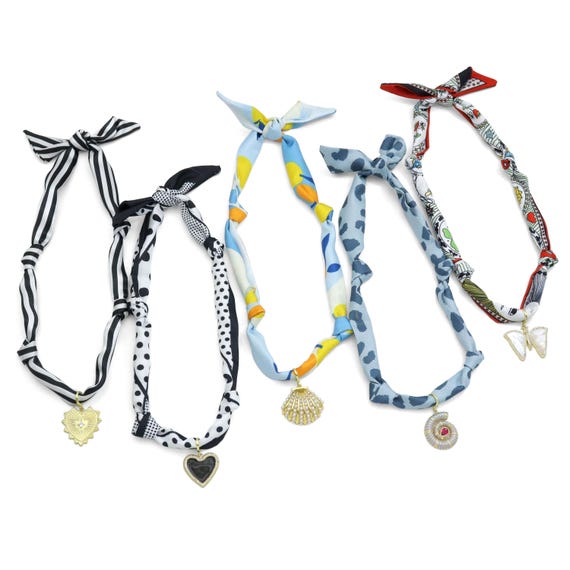 Convertible Scarf Necklace, Adjustable Silk Scarf Statement Necklace, sku#EF824-2