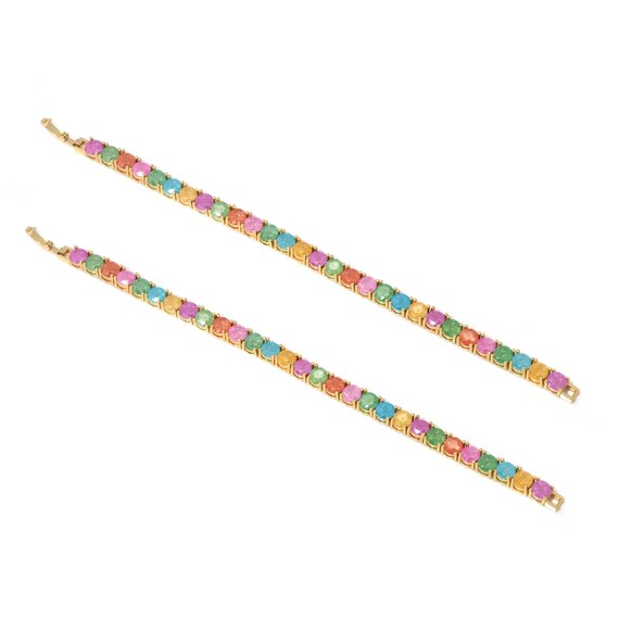 Colorful Stone Gold Adjustable Bracelet, Sku#B346