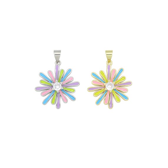 Colorful Enamel Flower charm For Necklace Bracelet Jewelry Making Supply, Sku#LX932
