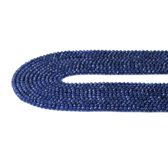 Fine Cut Sapphire Jade Round Faceted Beads, Sku#U1788
