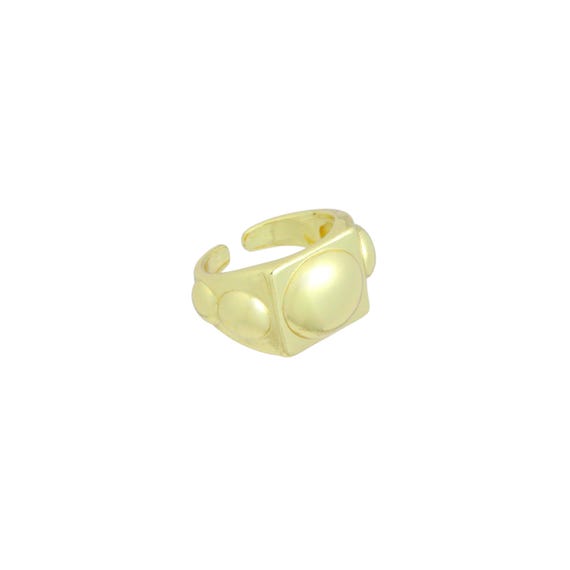 Gold Funky Chunky Statement Adjustable Ring, Sku#Lk1143