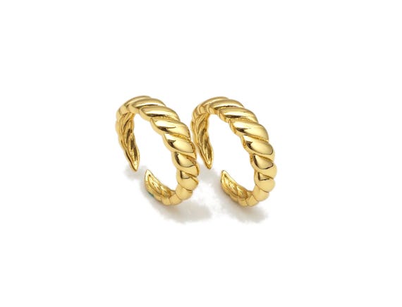 Twisted Rope Shape Adjustable Ring,18K Gold Filled Open Ring,Twisted Rope Ring, 21mm,Sku#X255