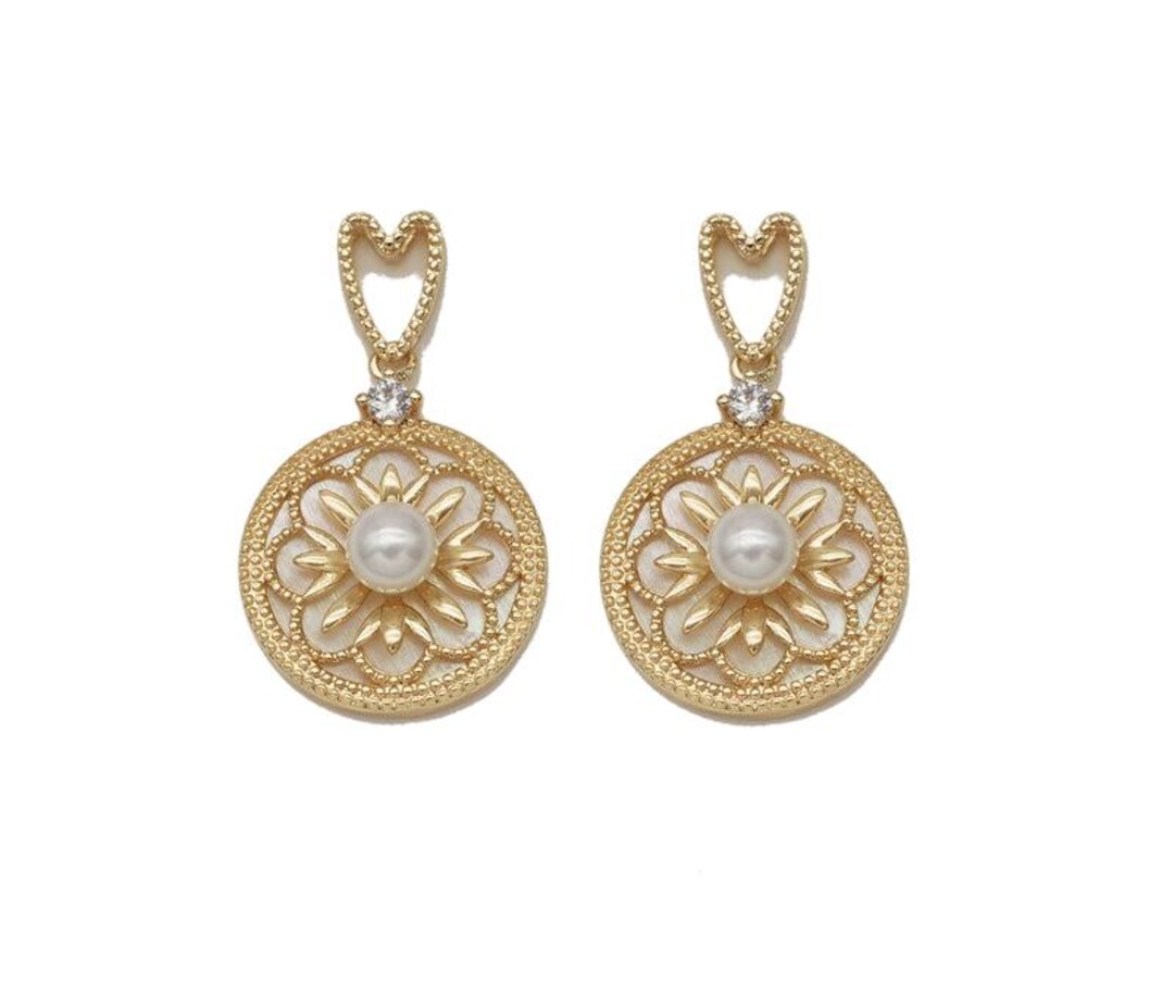 Heart Flower With Pearl Charm, Sku#zx96 - Etsy Canada