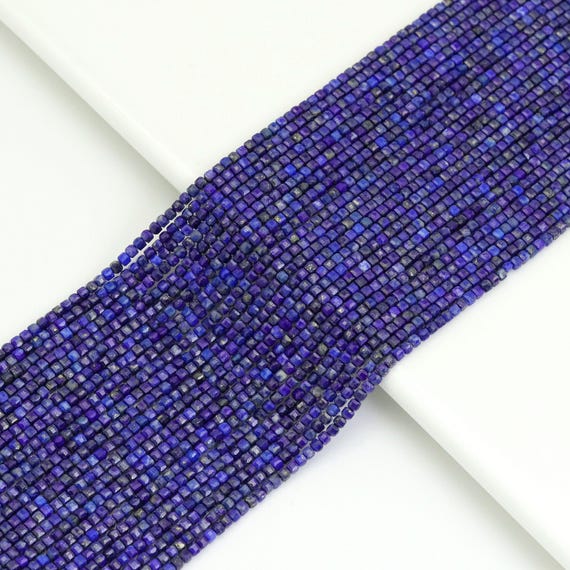The 2.5mm Faceted Cube Genuine Lapis Beads, Sku#U1925
