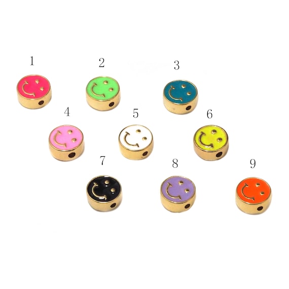 Double Sides Colorful Smiley Face Coin Shape Spacer Beads, Happy Face Jewlery, Enamel Jewelry, Smiley face charm, 10mm,Sku#N58