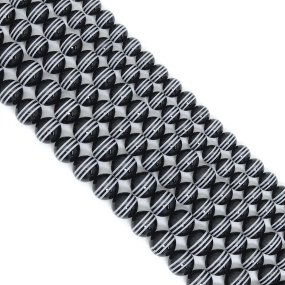 Natural Black onyx with White stripes Beads, 10mm/12mm/14mm,sku#U2365